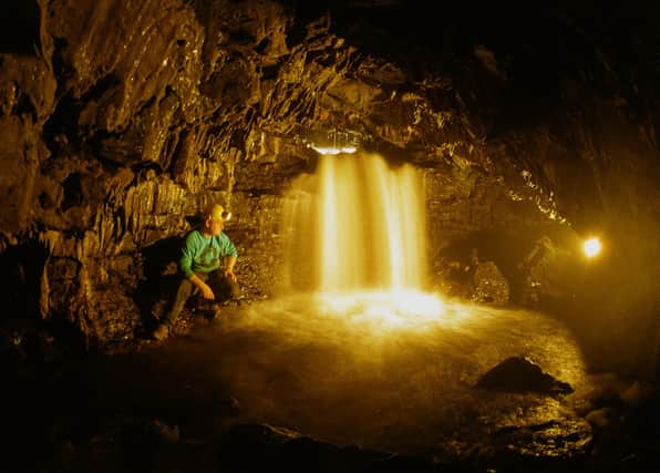 On the surface, it looks like just another Yorkshire hillside, dark and barren throughout much of the year. Underneath though at White Scar Caves, Ingleborough, it seems just like liquid gold has been discovered