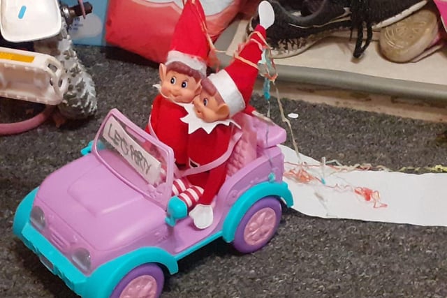 These elves are riding in style. From Ashleigh Jones.