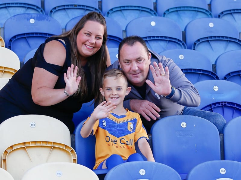 Mansfield Town fans in the stands ahead of their side's defeat to Preston North End.