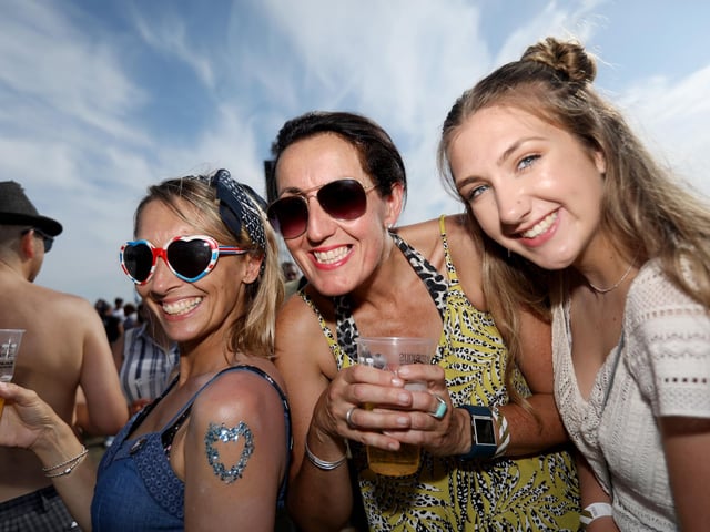 From left, Andrea Bernice, Melanie Cooper and Jessie Love. Victorious on the Saturday afternoon in 2019, Southsea Common. Picture: (240819-67)