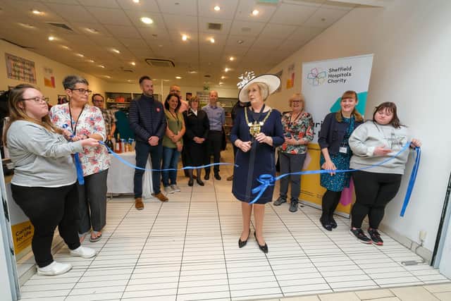 Lord Mayor of Sheffield Coun Gail Smith opens her Mayoral charity shop in Crystal Peaks Shopping Centre in aid of the Friends of Hi5 Disability Youth Group, Sheffield Hospitals Charity and The Salvation Army