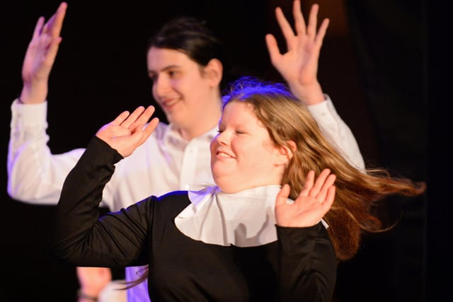 Pupils at Hall Cross Academy, rehearse their latest production of Sister Act. Picture: NDFP-25-02-20 SisterAct HallCross 6-NMSY