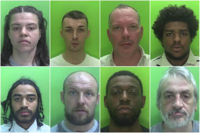 The faces of some of the offenders who have been sentenced at Nottingham Crown Court over the last 30 days.