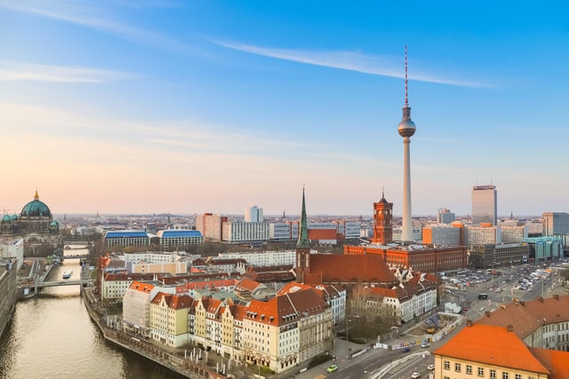 Lyndsay Hall was disappointed as the outbreak meant her trip to Berlin is off. Pictured is an aerial view of the city.