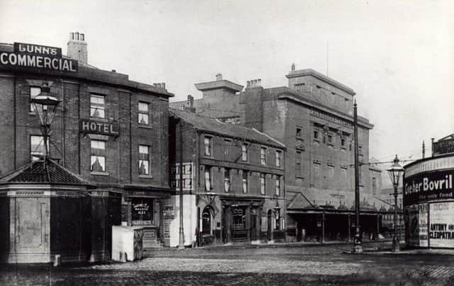 Smithfield Hotel and Alexandra Theatre, Blonk Street, Sheffield. The theatre was built in 1837, by Mr Egan. Originally known as The Adelphi Circus Theatre. Demolished 1914