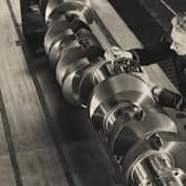 Inspecting marine engine crankshaft British Steel River Don Works Sheffield