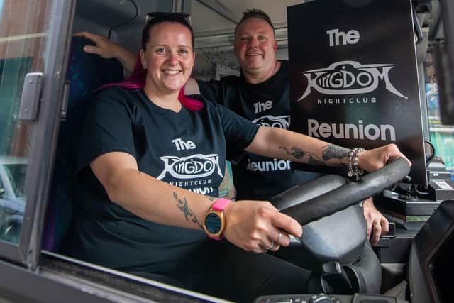 Organisers Martin and Paula Wright on board the clubbers' reunion bus