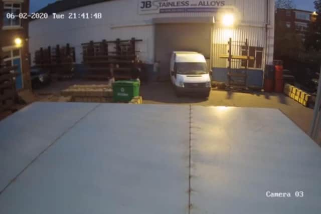 A Ford transit van, believed to be stolen, was used to ram-raid the warehouse.