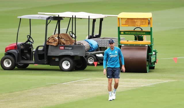 England's Joe Root inspects the wicket during a nets session at The Gabba, Brisbane ahead of the first Ashes Test this week: Jason O'Brien/PA Wire.