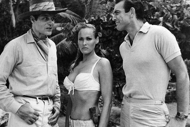 Jack Lord, Ursula Andress and Sean Connery in Dr. No - 1962
