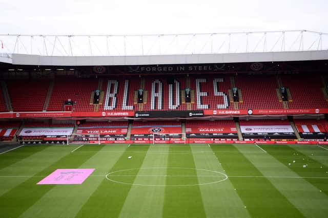Sheffield United's stadium, Bramall Lane. (Photo by LAURENCE GRIFFITHS/POOL/AFP via Getty Images)