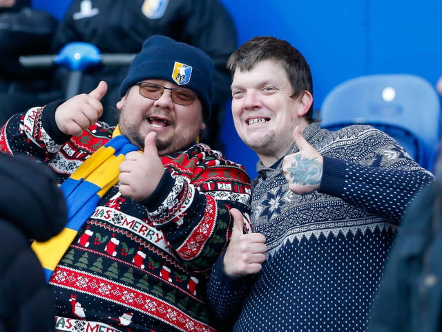 Stags fans at the One Call stadium for the match against Salford City.