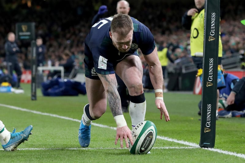 Ireland 19, Scotland 12: February 1, 2020, Six Nations
Scotland's Stuart Hogg fumbling the ball and dropping it to miss out on a try at the Aviva Stadium in Dublin (Photo by Paul Faith/AFP via Getty Images)