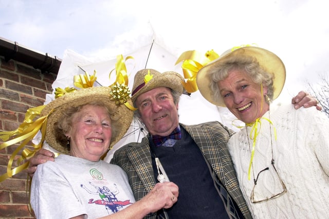 In 2001 The Mayor of Doncaster, Councillor Beryl Roberts, was at home in Moss on Easter Monday holding a fund-raising open day. Our picture shows the Mayor (left), her husband Joe Roberts, and open day visitor Betty Rolland, of Askern, wearing their Easter bonnets.