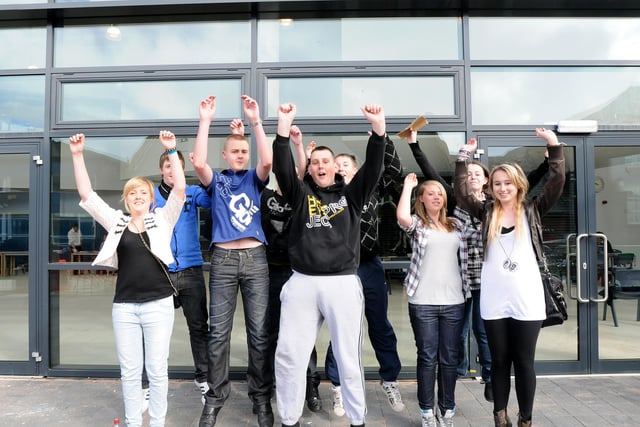 Pupils celebrate their GCSE results in 2010.