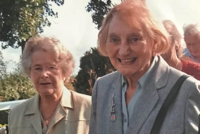 Hilda Lang (right) with life-long friend Daphne.