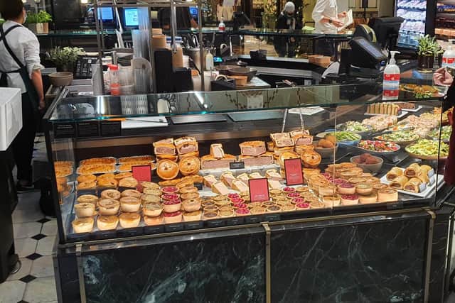 The food counter at Harrods featuring Toppings pies