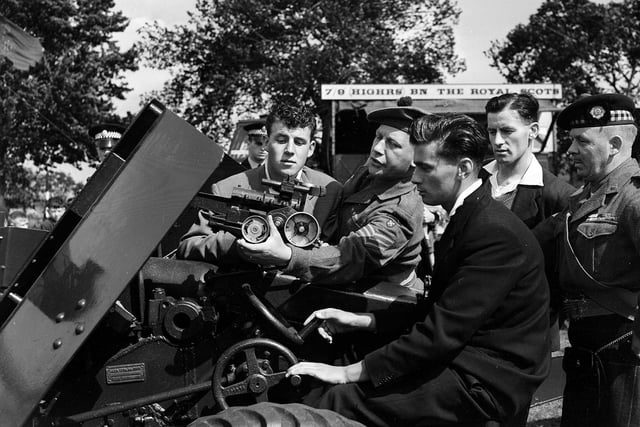 An army recruiting mobile exhibition in Craigmillar Park in August 1958.
