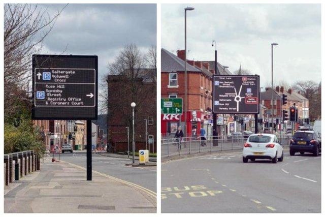 Visitors to Chesterfield now have no excuse for getting lost. These signs are so large that you can't ignore them and are far better than their predecessors, some of which were so small that you'd miss them in the blink of an eye.
