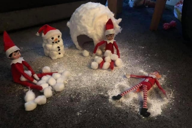 Sallyanne created this snowy scene using cotton wool and flour - what a great idea!