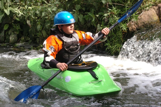 Seen  on the water is Nathan Smith 12 from the Pleasley Vale Outdoor Canoeing Club back in 2005