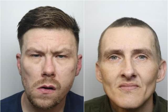 L- R: Lee Pidcock and Shaun White have both been jailed for attempted burglaries across Sheffield
