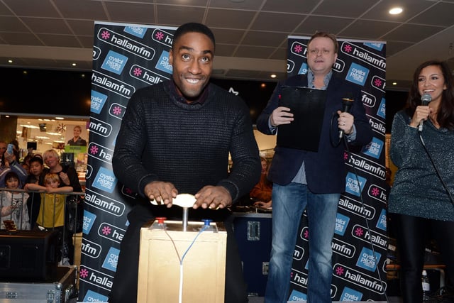 Blue singer Simon Webbe switches on the Christmas lights at Crystal Peaks in 2014