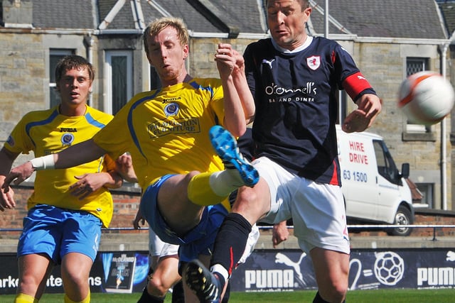 Future Raith manager Grant Murray gets stuck in during the April 2011 defeat at Stark's Park.