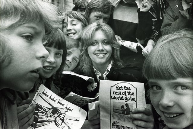 The Grease star is pictured at High Storrs School in July 1973, when she visited to open the fete.