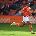 BLACKPOOL, ENGLAND - SEPTEMBER 11: Blackpool player Tyreece John-Jules in action during the Sky Bet Championship match between Blackpool and Fulham at Bloomfield Road on September 11, 2021 in Blackpool, England. (Photo by Stu Forster/Getty Images)