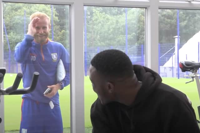 Barry Bannan interrupts Fisayo Dele-Bashiru's opening interview. (via swfcofficial)