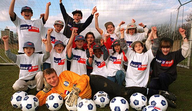 Time to relax for Sheffield Wednesday keeper Kevin Pressman after facing up to a charity penalty shoot-out by youngsters from Hillsborough Primary School, on February 5, 1997