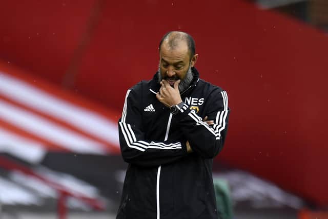 Wolves manager Nuno Espirito Santo can't hide his disappointment after Sheffield Unted scored a late winner. Peter Powell/NMC Pool/PA Wire.
