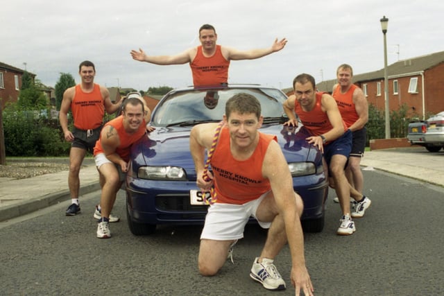 These nurses were planning a sponsored car pull in the Lake District in 2002. How did they do?