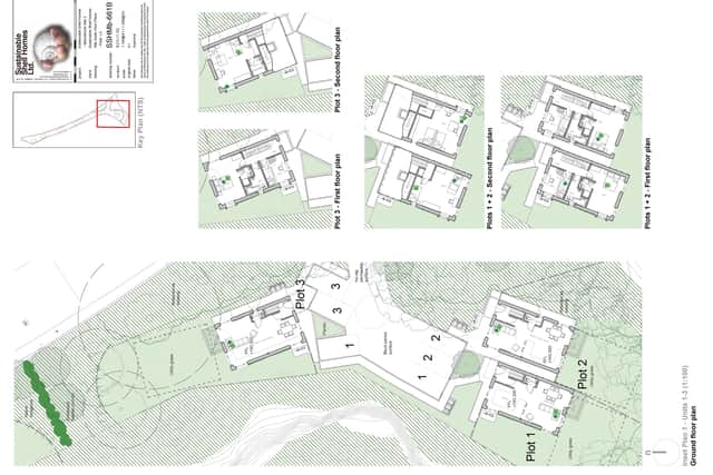 A drawing by Sustainable Shell Homes Ltd showing the layout of their plans for quarry edge housing off Derbyshire Lane, Sheffield