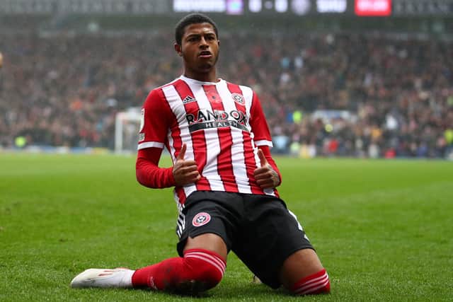 Although Sheffield United lost the game, Rhian Brewster scored his first league goal for the club at Ewood Park: Simon Bellis / Sportimage