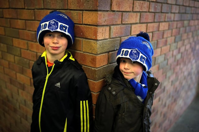Two young Wednesdayites before the game with Cardiff City at Hillsborough in April 2016.