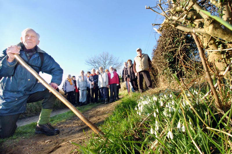 Back to February 2008 and Derek Burns was pictured with members of the Easington branch of the University of the Third Age on a snowdrop walk from Hawthorn Village.