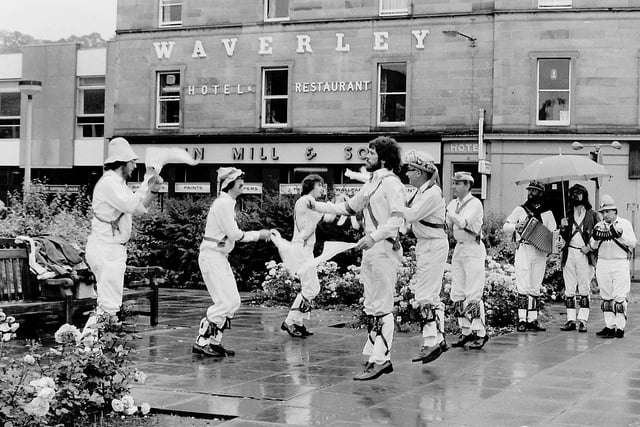 Morris dancers in Galashiels, August 1980.