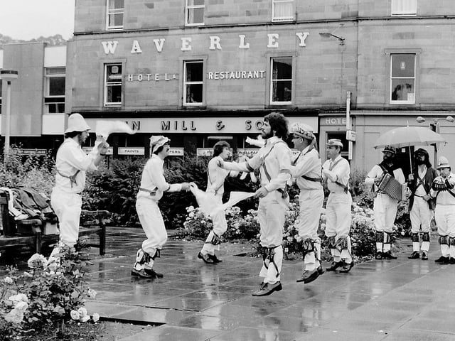 Morris dancers in Galashiels, August 1980.