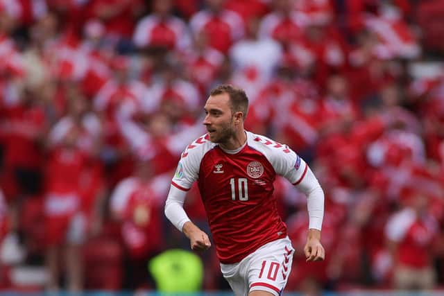 Denmark's midfielder Christian Eriksen suffered a cardiac arrest against Finland  (Photo by FRIEDEMANN VOGEL/AFP via Getty Images)