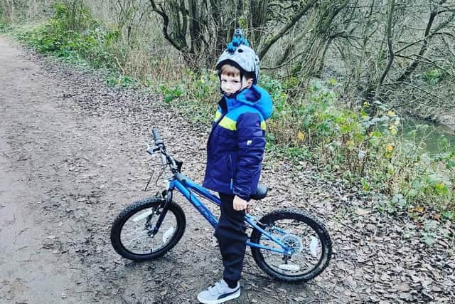 Louie has completed a 14-mile bike challenge to say thank you to Sheffield Children's Hospital