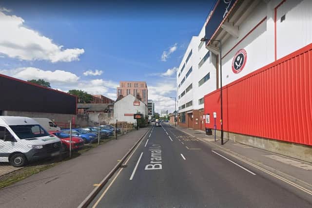 A 'dangerous' driver crashed into three police cars and a member of the public's vehicle on Bramall Lane.