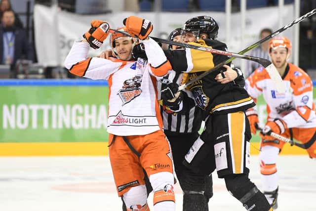 Tanner Eberle in a tussle at Nottingham