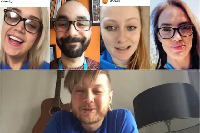 Well-being practitioners using Instagram Live: top row left to right Rochelle, Luca, Katie and Terri, with Chris in the main image