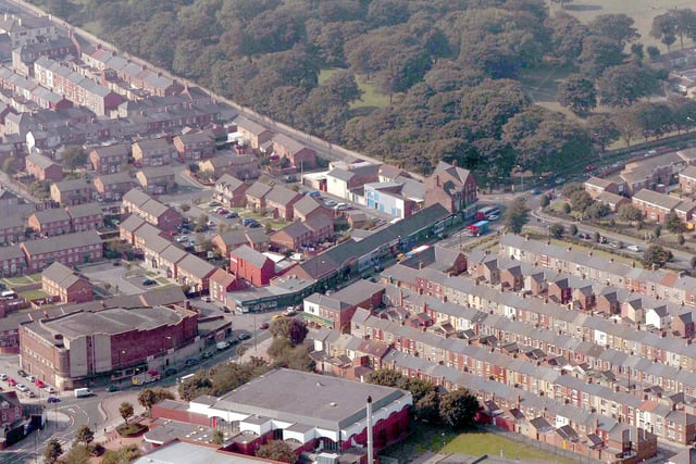 The Mill House Leisure Centre and houses in the Raby Road and Hart Lane area can be seen in this aerial view.