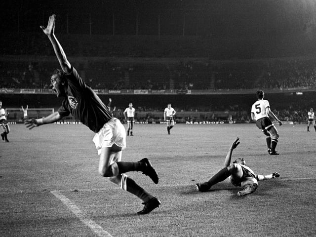 Rangers' Colin Stein celebrates after scoring the European Cup Winners Cup Final against Dynamo Moscow in Barcelona in 1972.