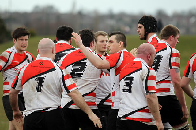 Chesterfield Panthers celebrate a Liam O'Neill try against Grimsby.