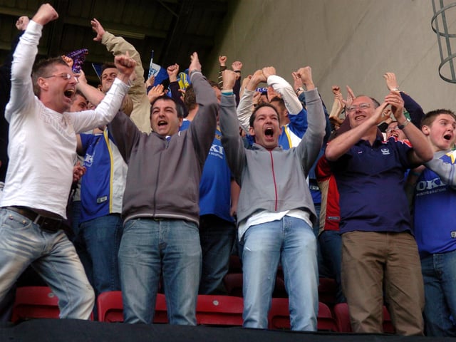 With the final whistle looming, the party is getting under way in the stands