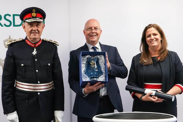Mark Holdway, Marsden Chief Executive, Joanna Dobson , Chief Finance and Operations Officer and Andrew Coombe, Lord Lieutenant of South Yorkshire.